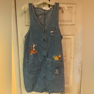 Disney Store vintage 90's Denim Dress with Tigger and Pooh embroidery